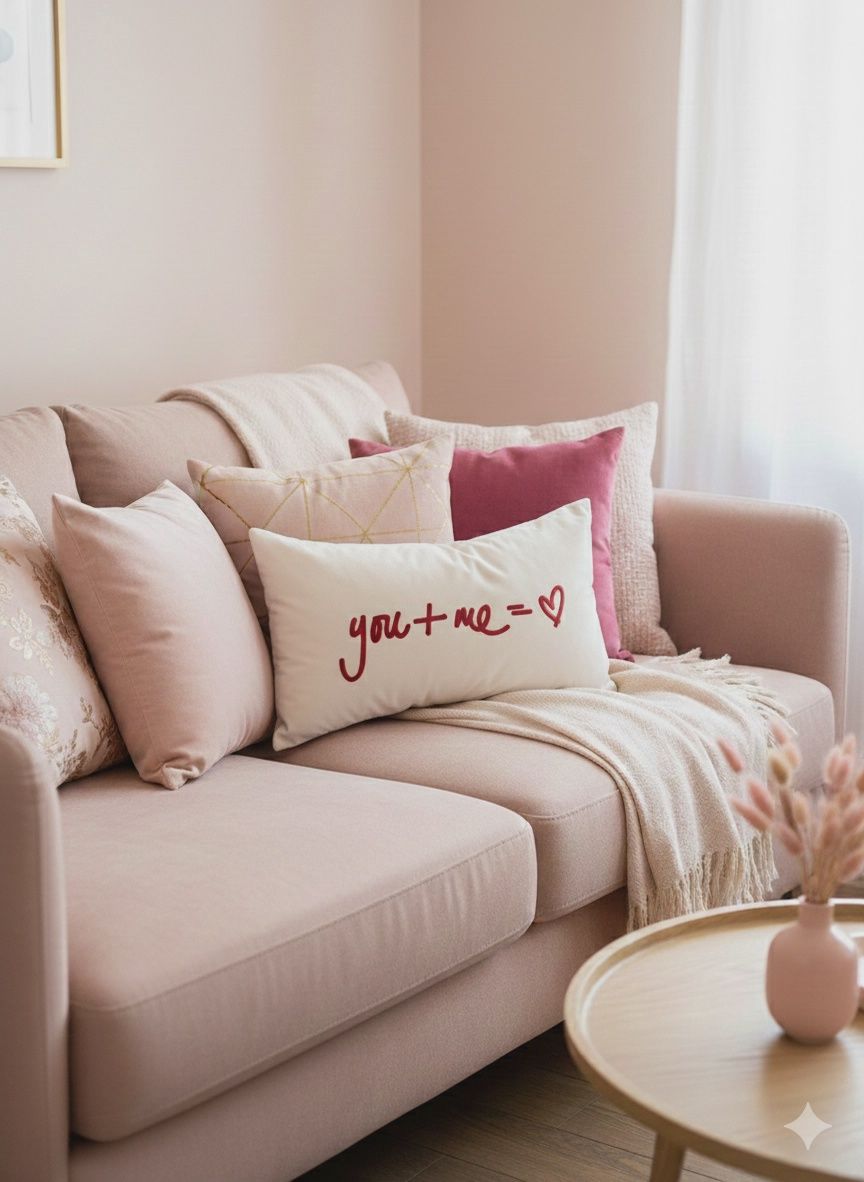 Petit coussin velours - You + Me = <3