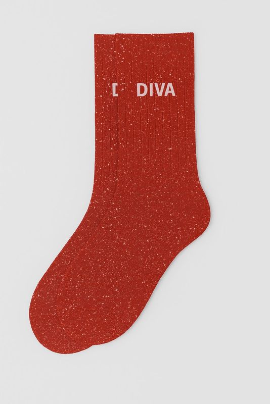 Chaussettes à Paillettes à Message "Diva" Rouge
