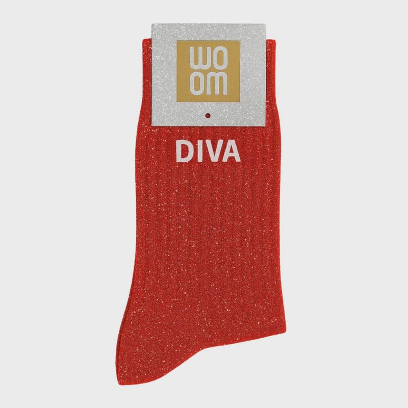 Chaussettes à Paillettes à Message "Diva" Rouge