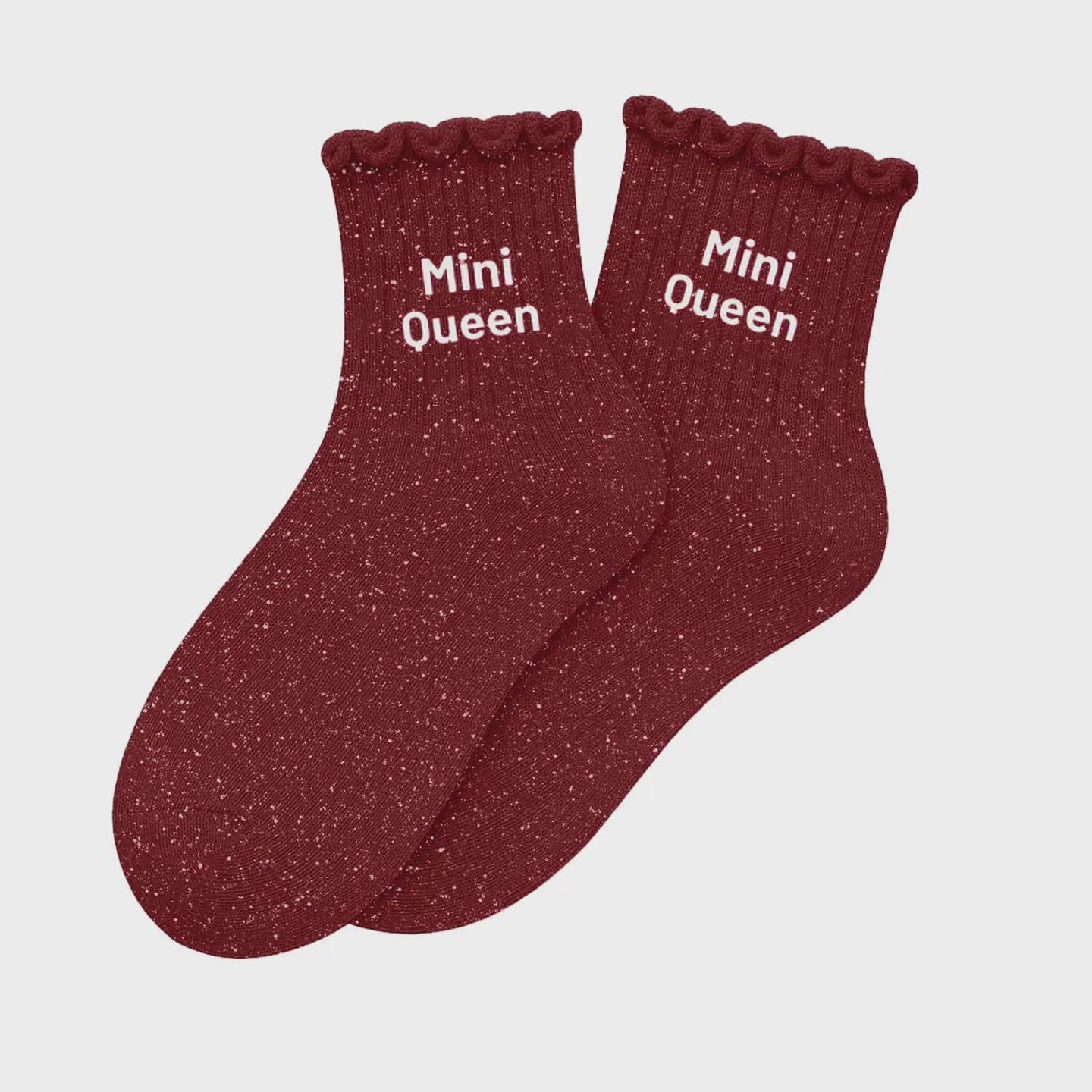 Chaussettes Enfant à Paillettes "Mini Queen" Cerise