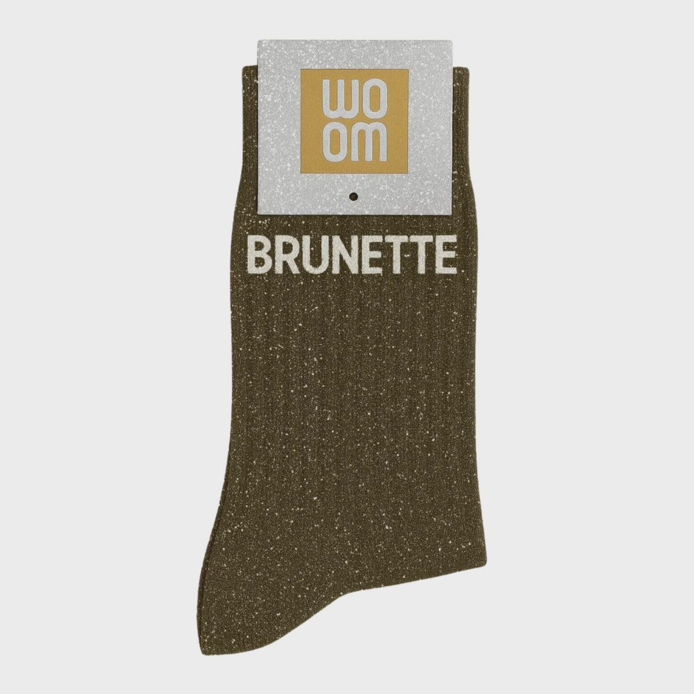 Chaussettes à Paillettes à Message "Brunette" Kaki
