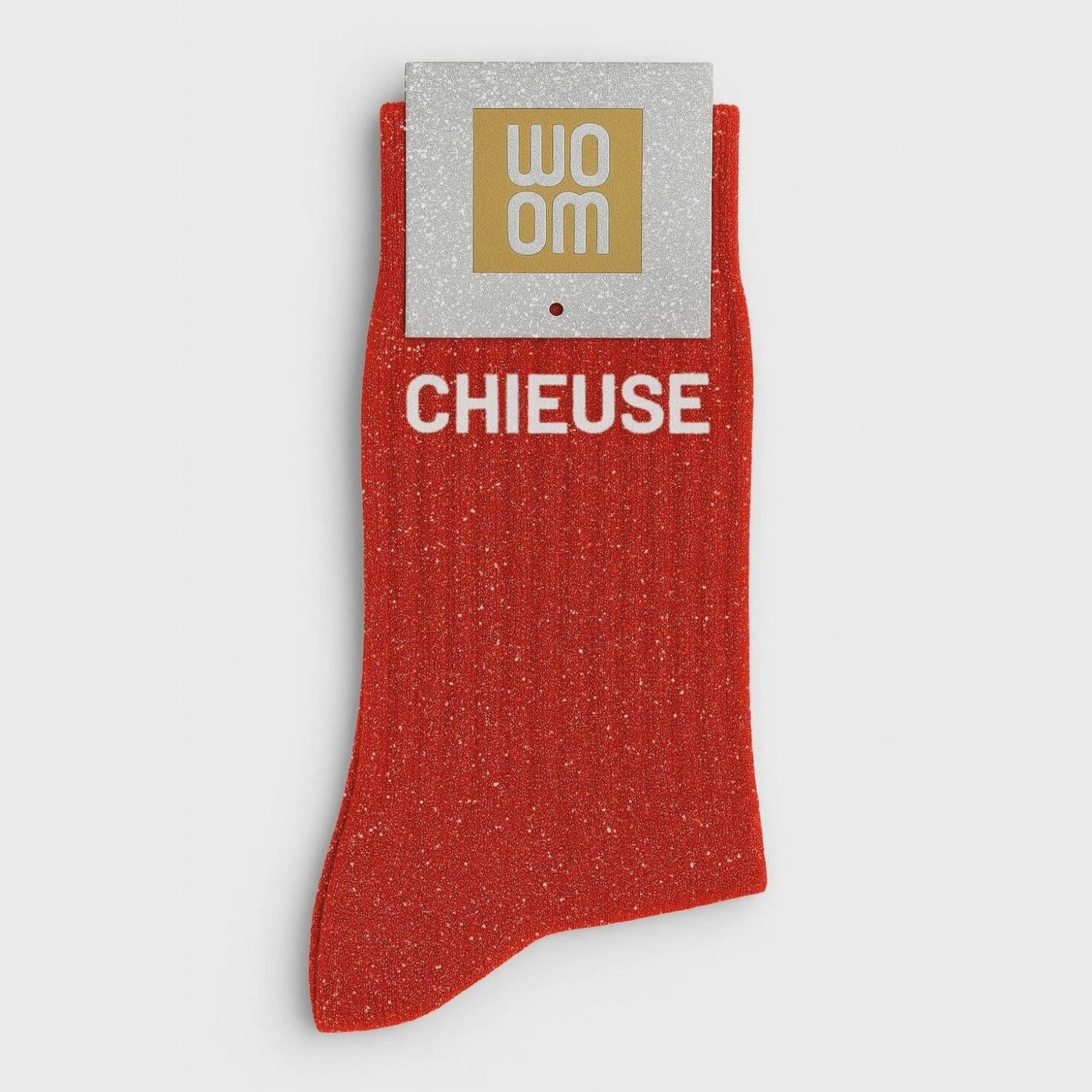 Chaussettes à Paillettes à Message "Chieuse" Rouge