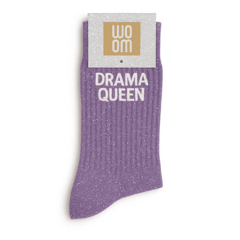 Chaussettes à Paillettes à Message "Drama Queen" Mauve