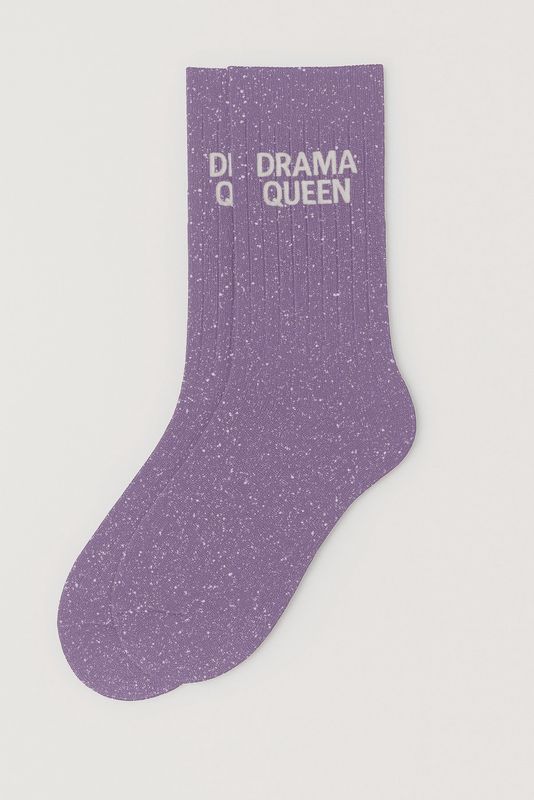Chaussettes à Paillettes à Message "Drama Queen" Mauve
