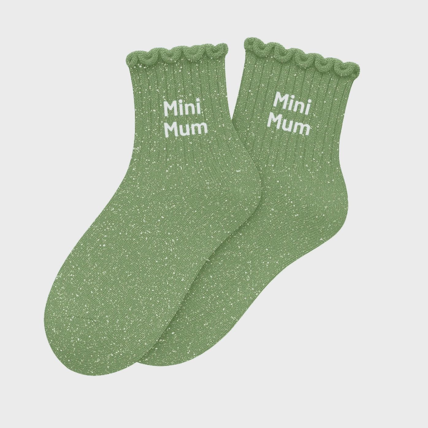 Chaussettes Enfant à Paillettes "Mini Mum" Vert Amande