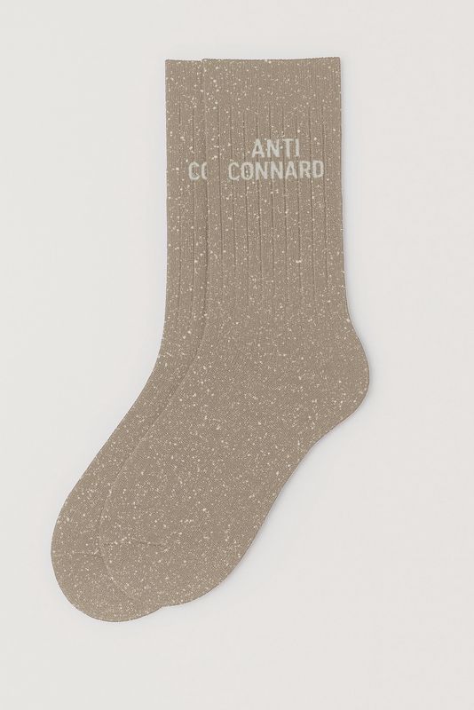 Chaussettes à Paillettes à Message "Anti Connard" Beige