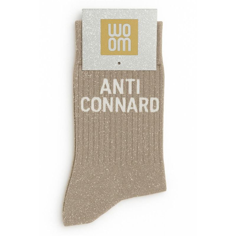 Chaussettes à Paillettes à Message "Anti Connard" Beige
