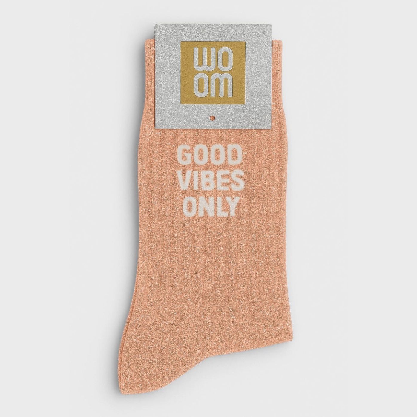 Chaussettes à Paillettes à Message "Good Vibes Only" - Peach