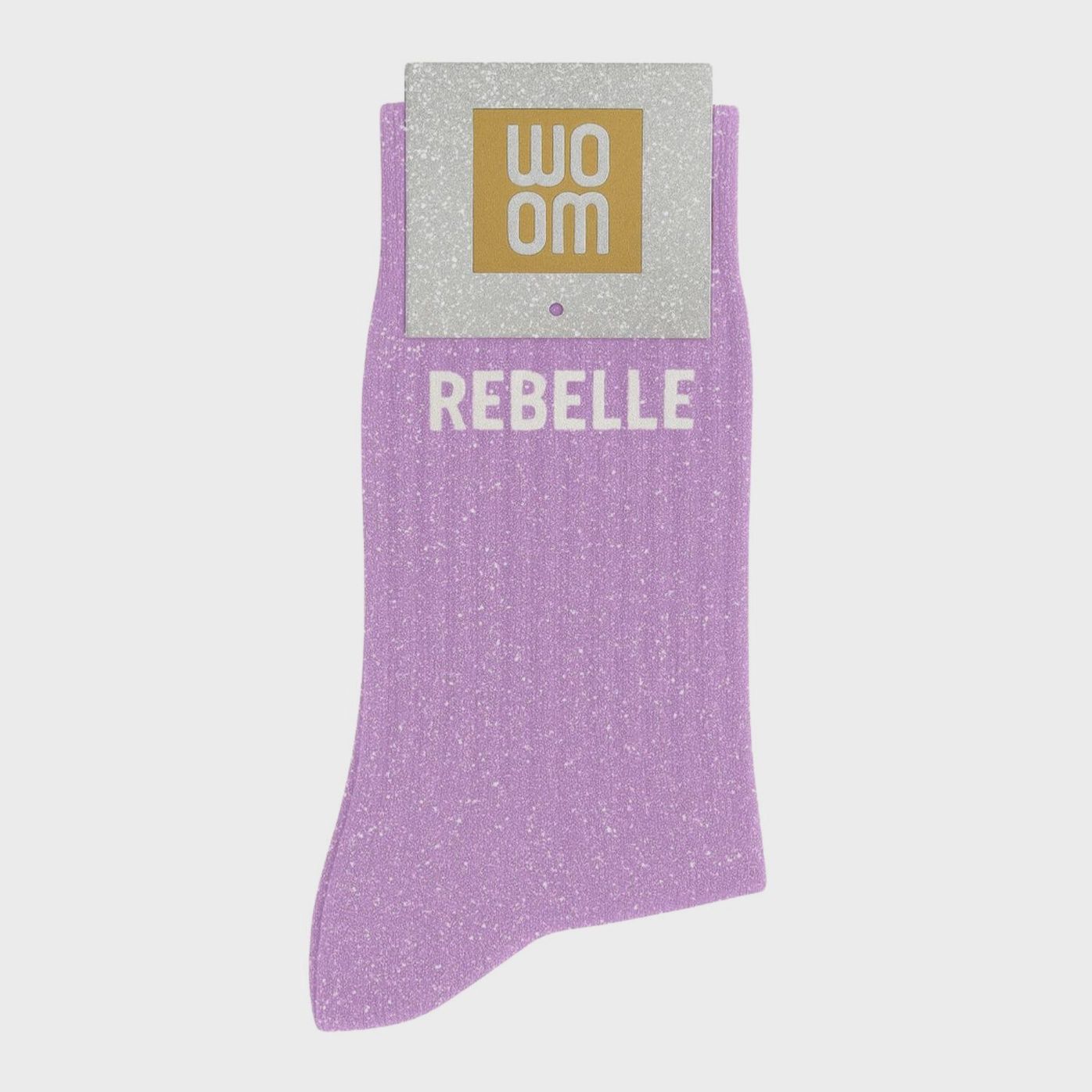 Chaussettes à Paillettes à Message "Rebelle" Mauve