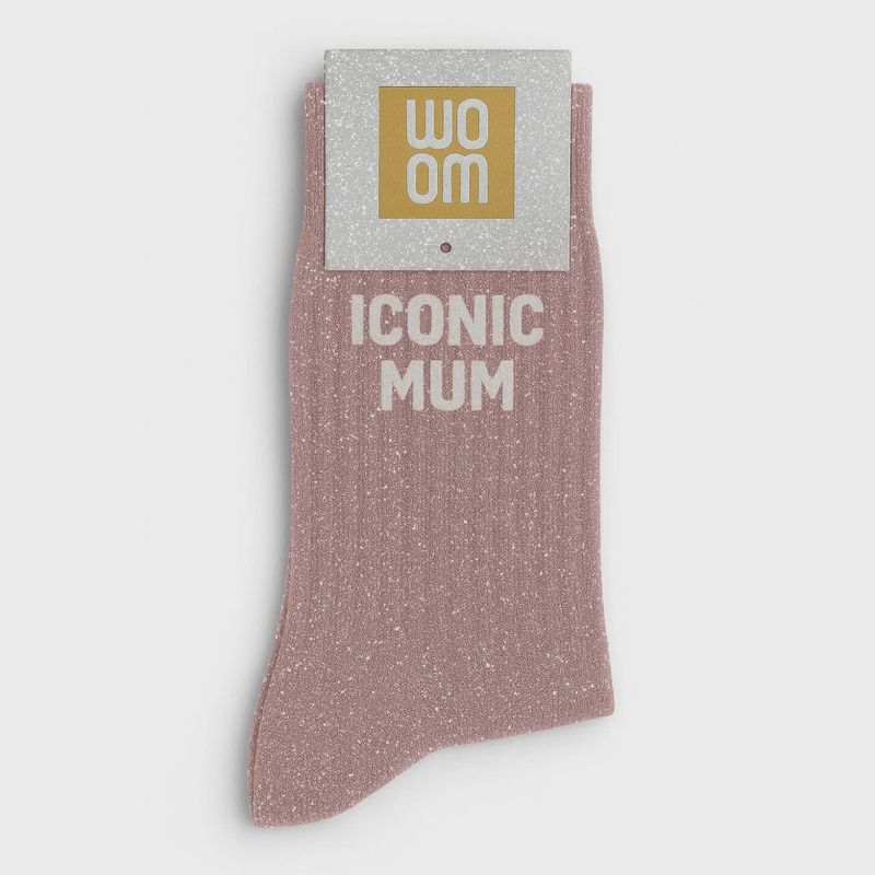Chaussettes à Paillettes à Message "Iconic Mum" - Rose Gold