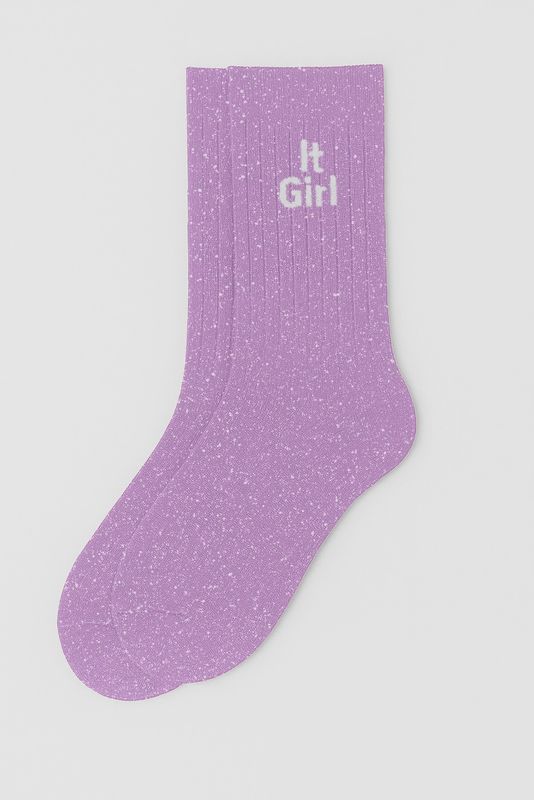 Chaussettes à Paillettes à Message "It Girl" - Purple Drama