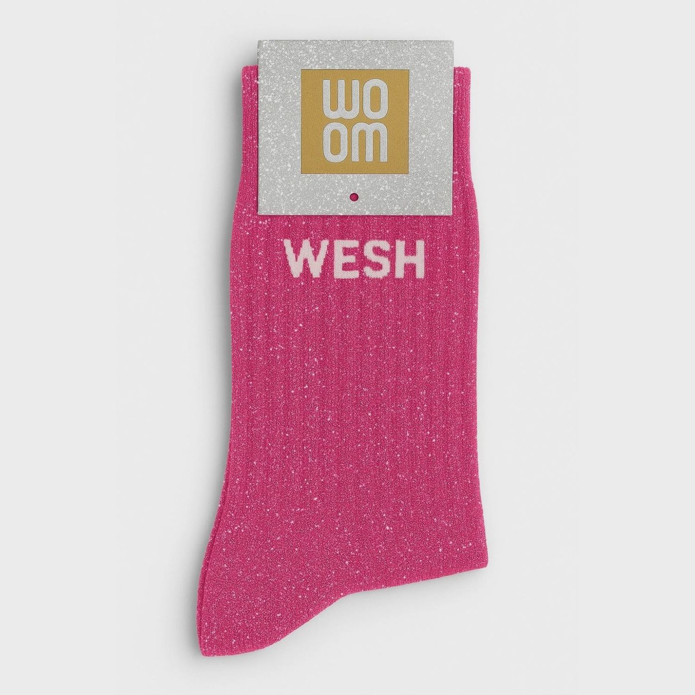Chaussettes à Paillettes à Message "Wesh" Fuschia