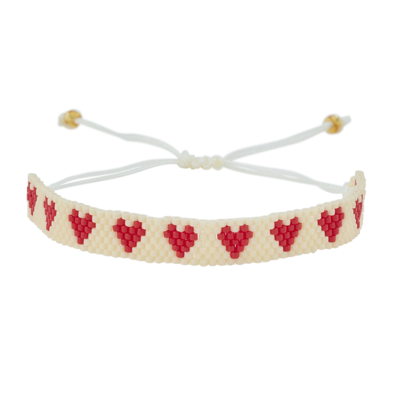 Bracelet perles blanc/rouge