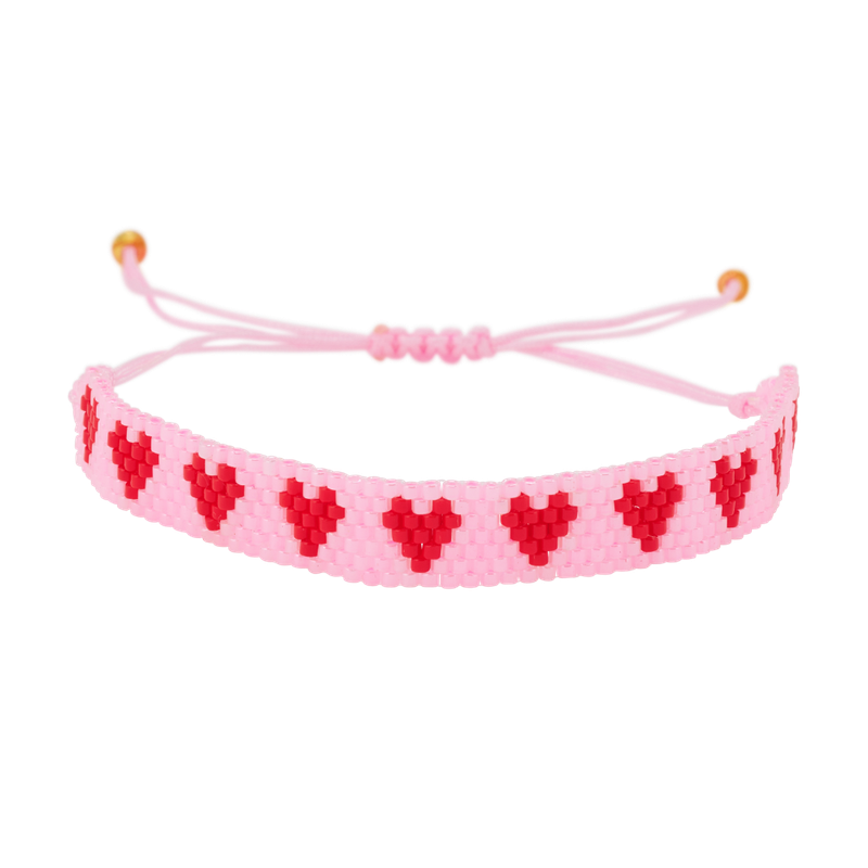 Bracelet perles rose/rouge