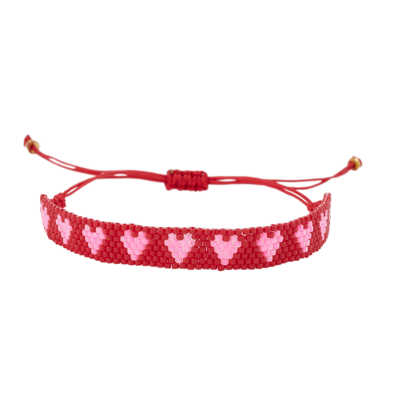 Bracelet perles rouge/rose