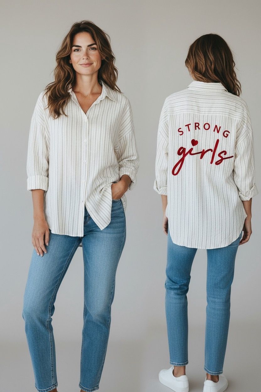 Chemise Rayée En Coton À Message Brodé