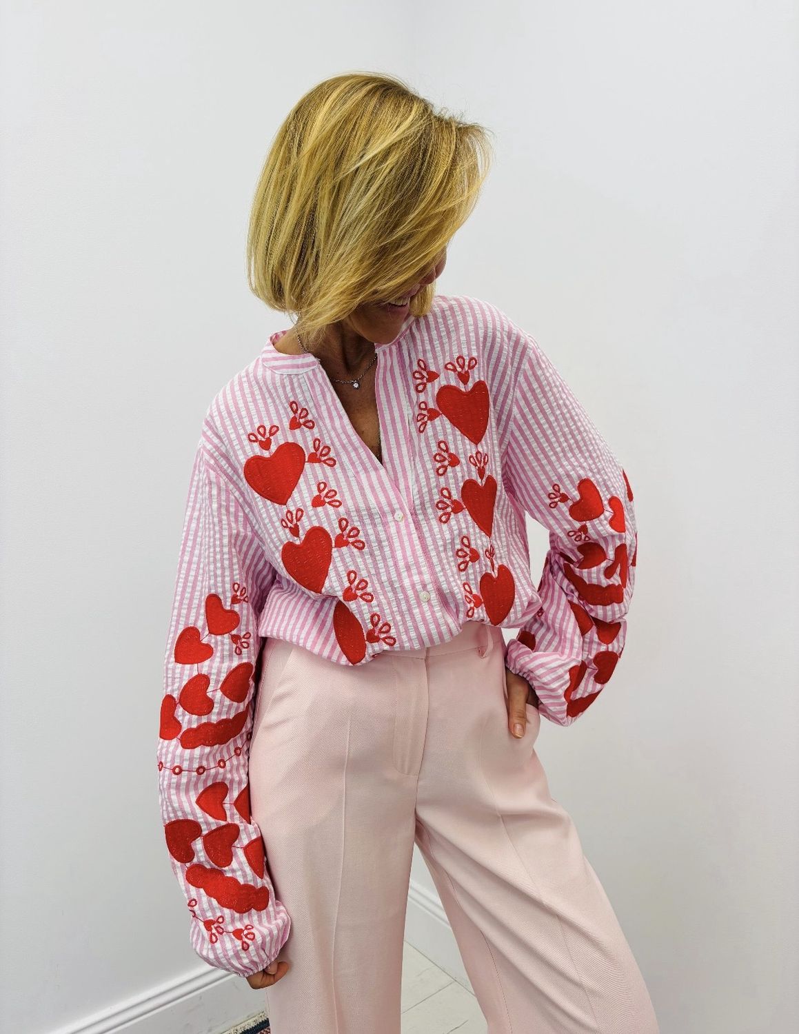 Chemise rayée CH103 - Dany, Couleur: Rose, Taille :: S/M