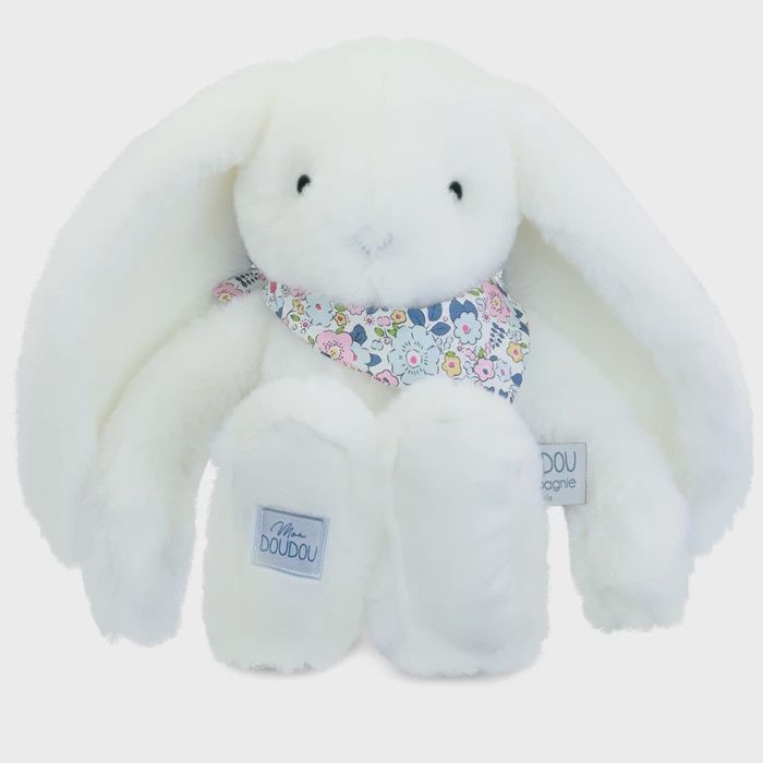 Lapin fleurette blanc 35cm