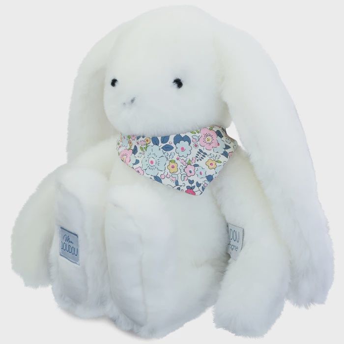 Lapin fleurette blanc 35cm