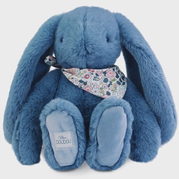 Lapin fleurette bleu 35cm