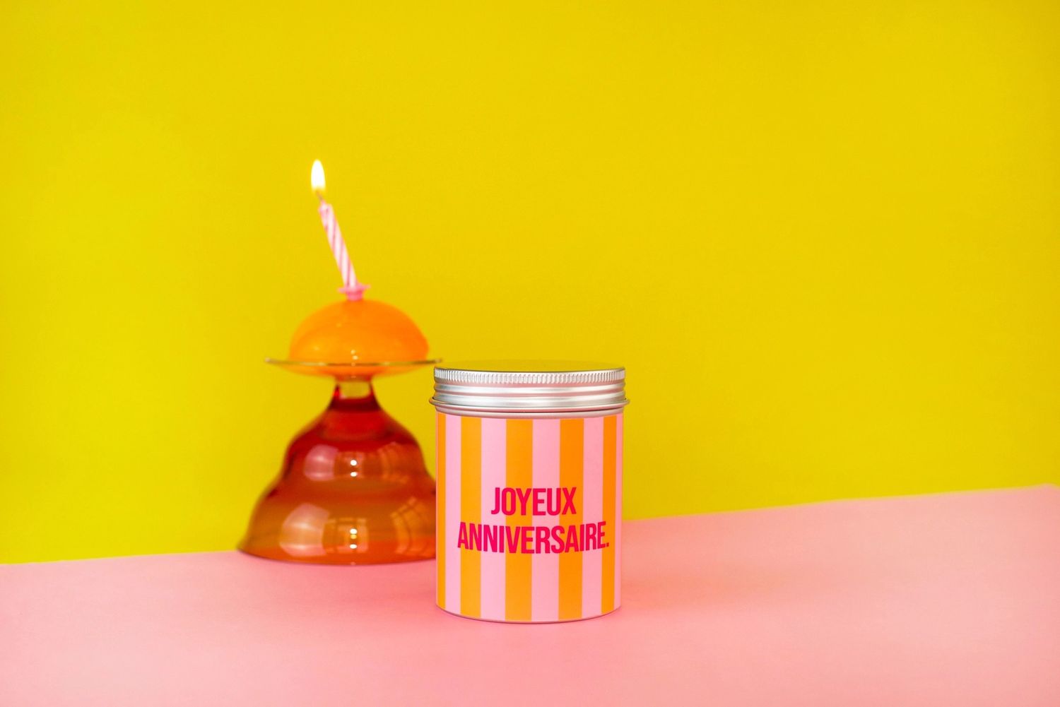 Bougie végan - Cire de Soja - Joyeux anniversaire Orange