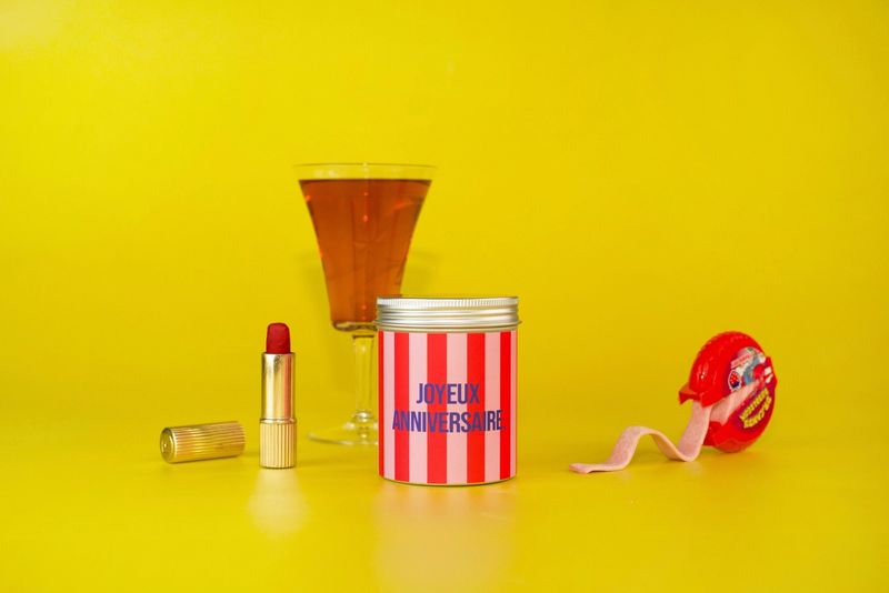 Bougie végan - Cire de Soja - Joyeux anniversaire Rouge