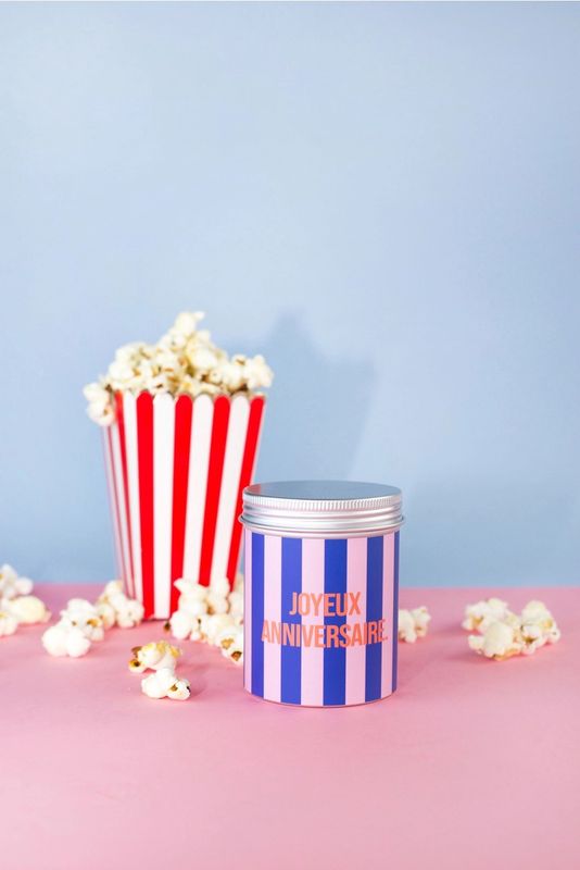 Bougie végan - Cire de Soja - Joyeux anniversaire Bleu