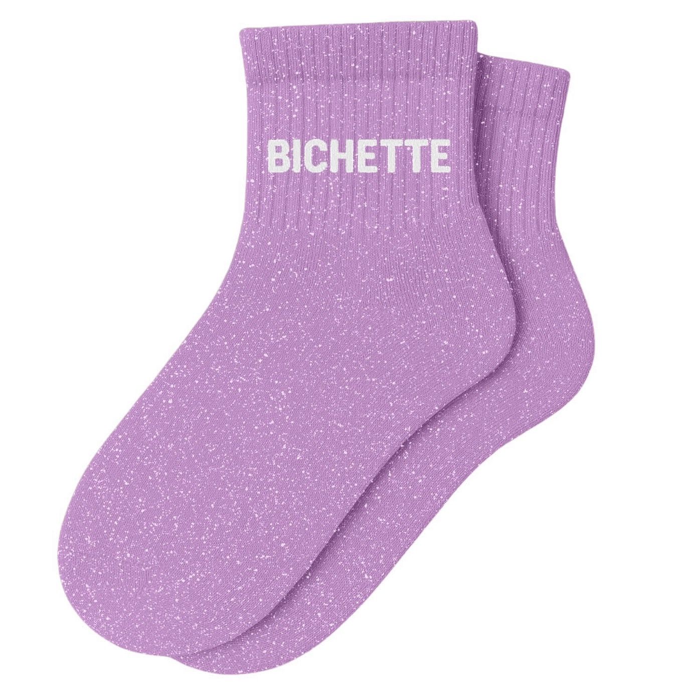 Chaussettes Courtes à Paillettes "Bichette" Mauve