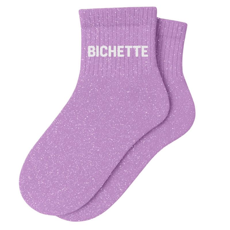 Chaussettes Courtes à Paillettes "Bichette" Mauve