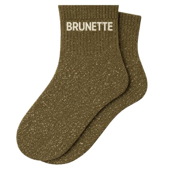 Chaussettes Courtes à Paillettes "Brunette" Kaki