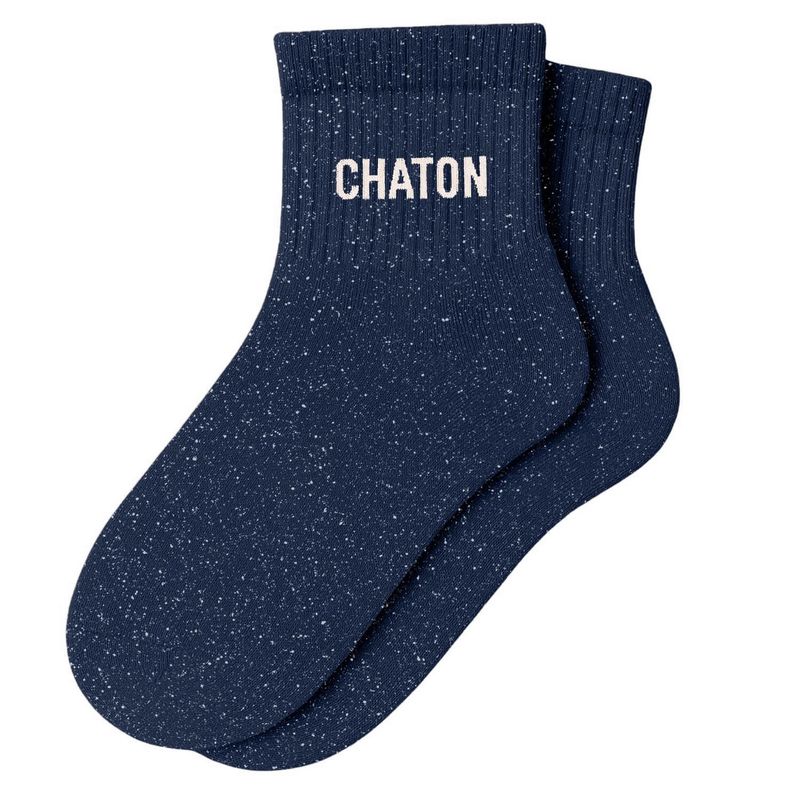 Chaussettes Courtes à Paillettes "Chaton" Marine