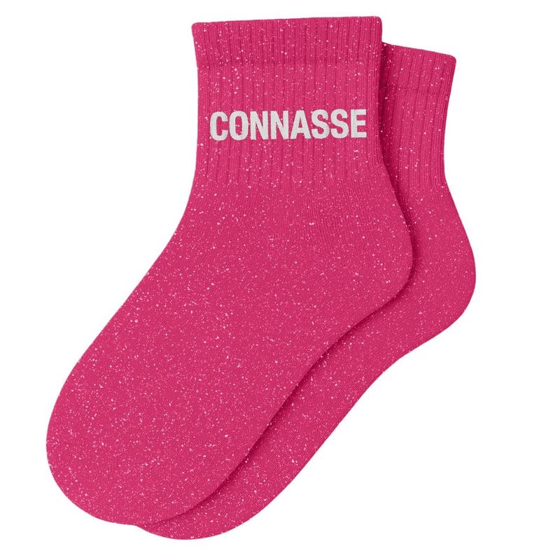 Chaussettes Courtes à Paillettes "Connasse" Fuschia