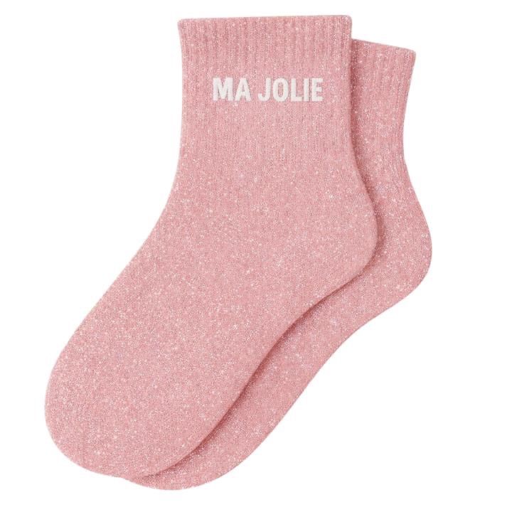 Chaussettes Courtes à Paillettes "Ma Jolie" Rose