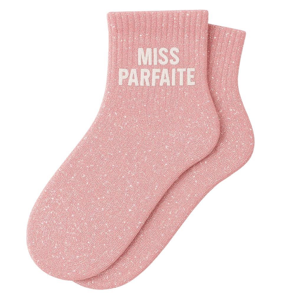 Chaussettes Courtes à Paillettes "Miss Parfaite" Rose