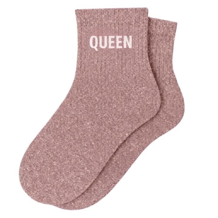 Chaussettes Courtes à Paillettes "Queen" Rose Gold