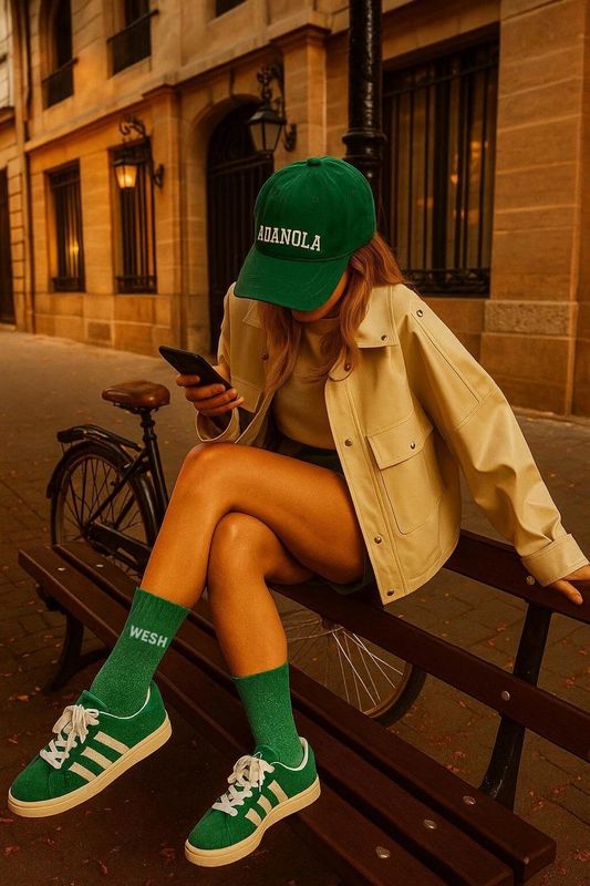 Chaussettes à Paillettes à Message "Wesh" Vert