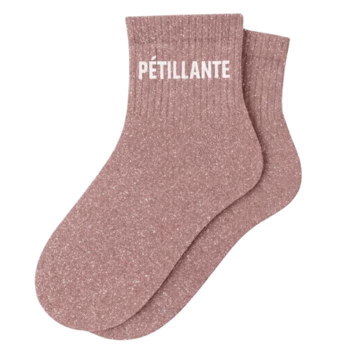 Chaussettes Courtes à Paillettes "Pétillante" Rose Gold