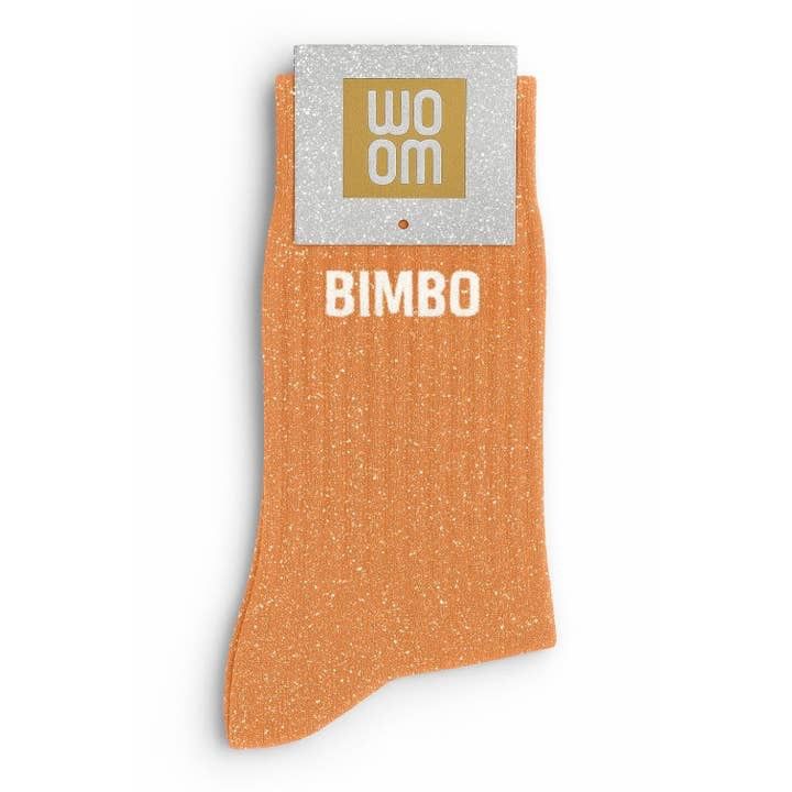 Chaussettes à Paillettes à Message "Bimbo" - Orange