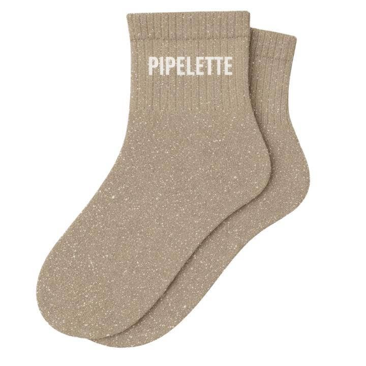 Chaussettes Courtes à Paillettes "Pipelette" Beige