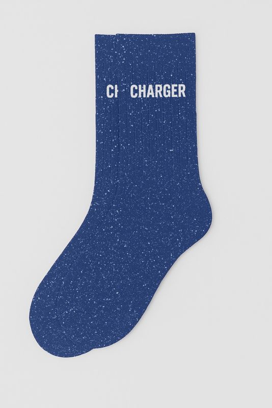 Chaussettes à Paillettes à Message "Charger" Bleu