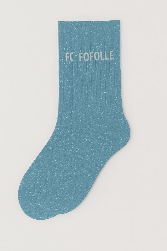 Chaussettes à Paillettes à Message "Fofolle" Turquoise