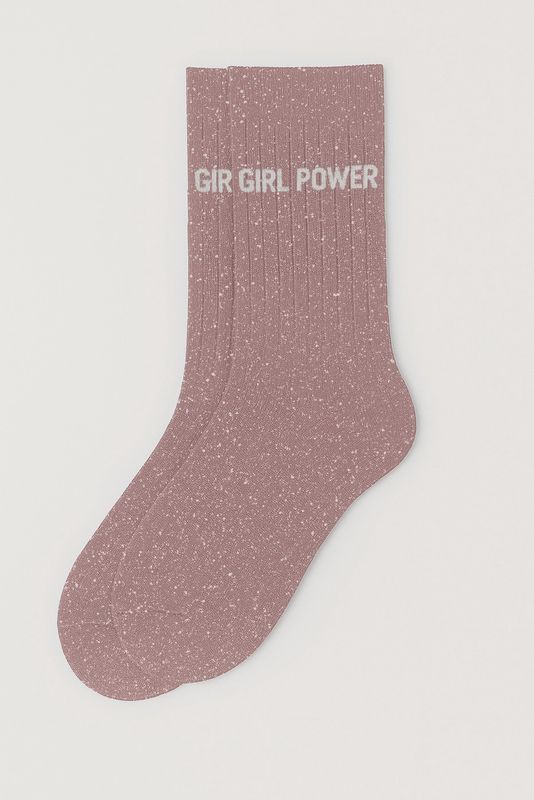 Chaussettes à Paillettes à Message "Girl Power" Rose Gold