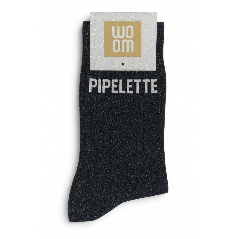 Chaussettes à Paillettes à Message "Pipelette" Noir