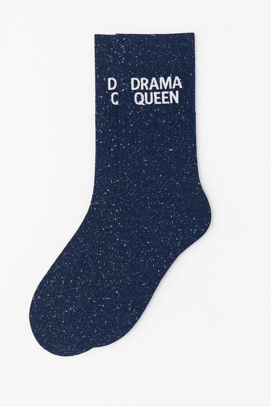 Chaussettes à Paillettes à Message "Drama Queen" Marine