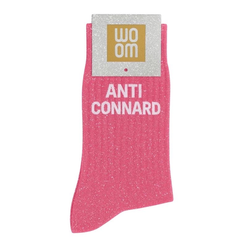 Chaussettes à Paillettes à Message "Anti Connard" Fuchsia