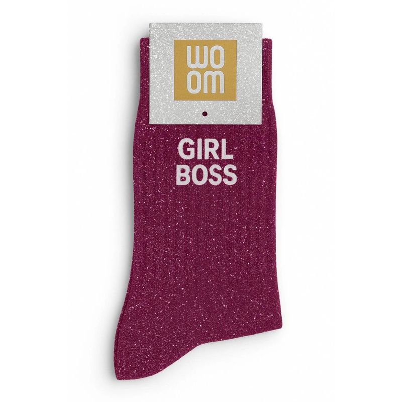 Chaussettes à Paillettes à Message "Girl Boss" - Violet