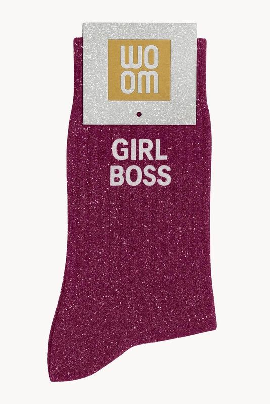 Chaussettes à Paillettes à Message "Girl Boss" - Violet