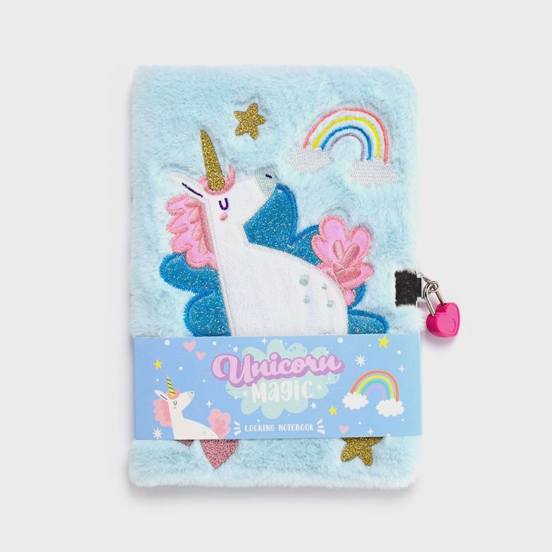 Carnet Verrouillable en Peluche Magique Licorne avec Cadenas &amp; Clé