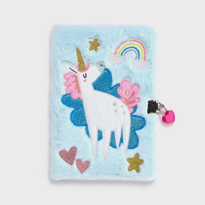 Carnet Verrouillable en Peluche Magique Licorne avec Cadenas &amp; Clé