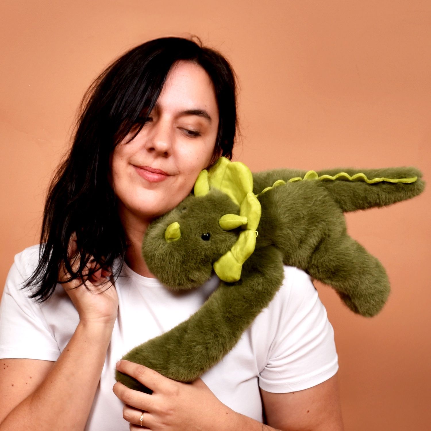 Peluche dinosaure vert lesté - 40 cm - Podcoll